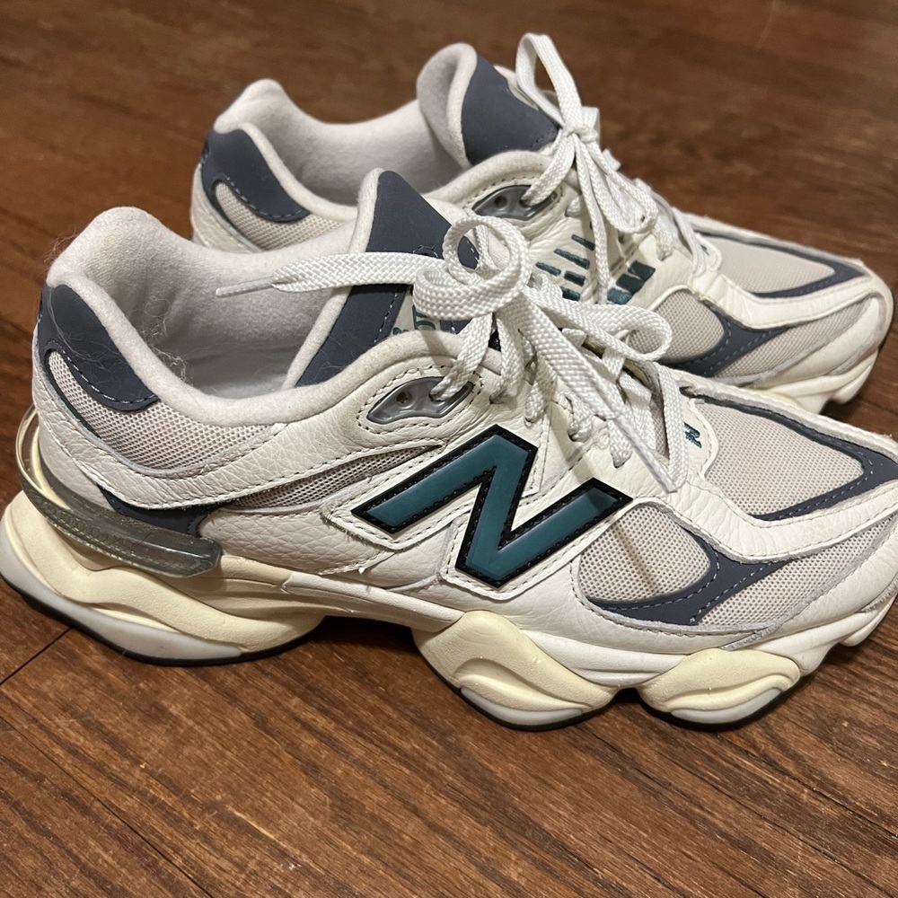 New Balance Cream and Blue Athletic Shoes
